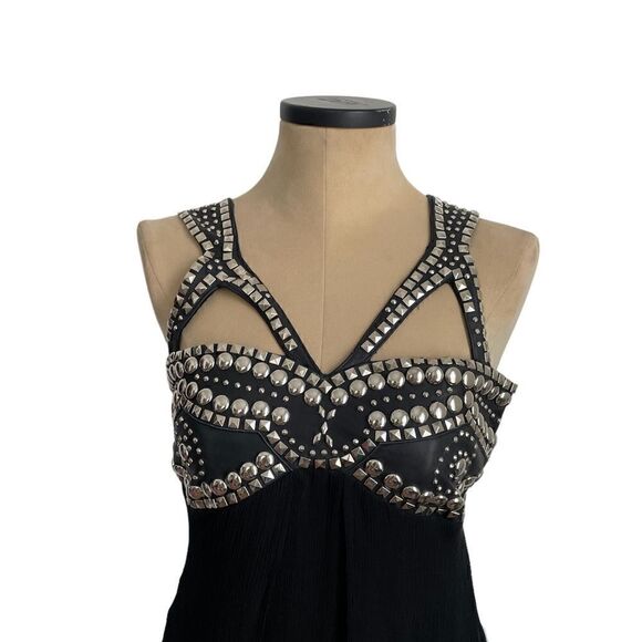 NWT Sheri BODELL 100% silk black studded gown - Picture 5 of 7